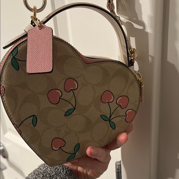 Valentine’s Day !💕Coach Heart-Shaped Cherry Print Mini Bag - Picture 4 of 6